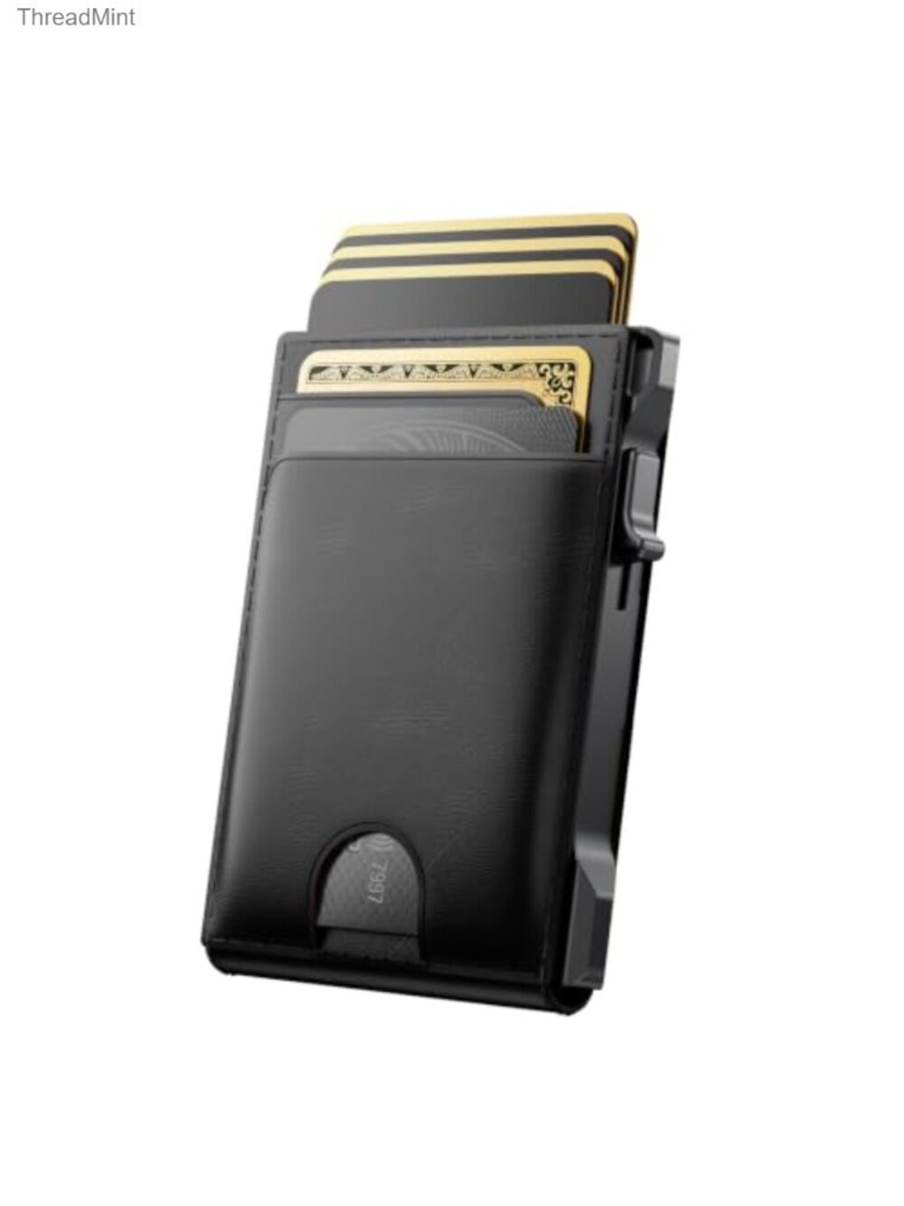 Genuine Leather Slim Pop Up Wallet RFID Blocking 12 Card ID Money Clip